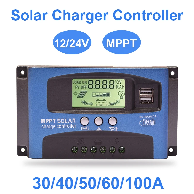 ¾籤  Ʈѷ LCD ÷ 30/40/50/60/100A, 12V/24V,  USB ڵ ¾  г,  ַ,  