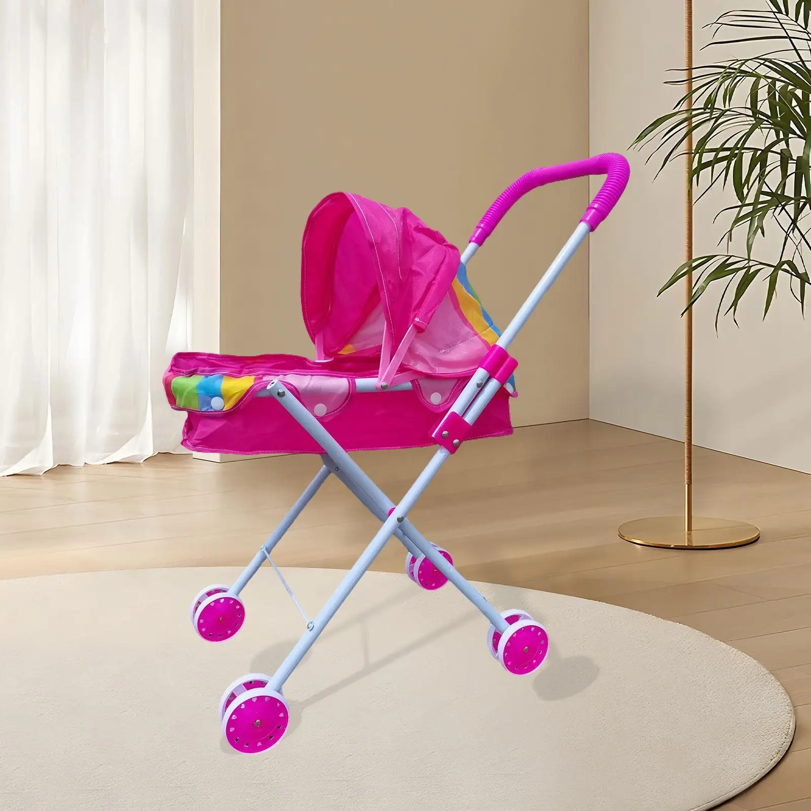 Doll Stroller Doll Accessories Toddlers Role Play Trolley for Infant Kids