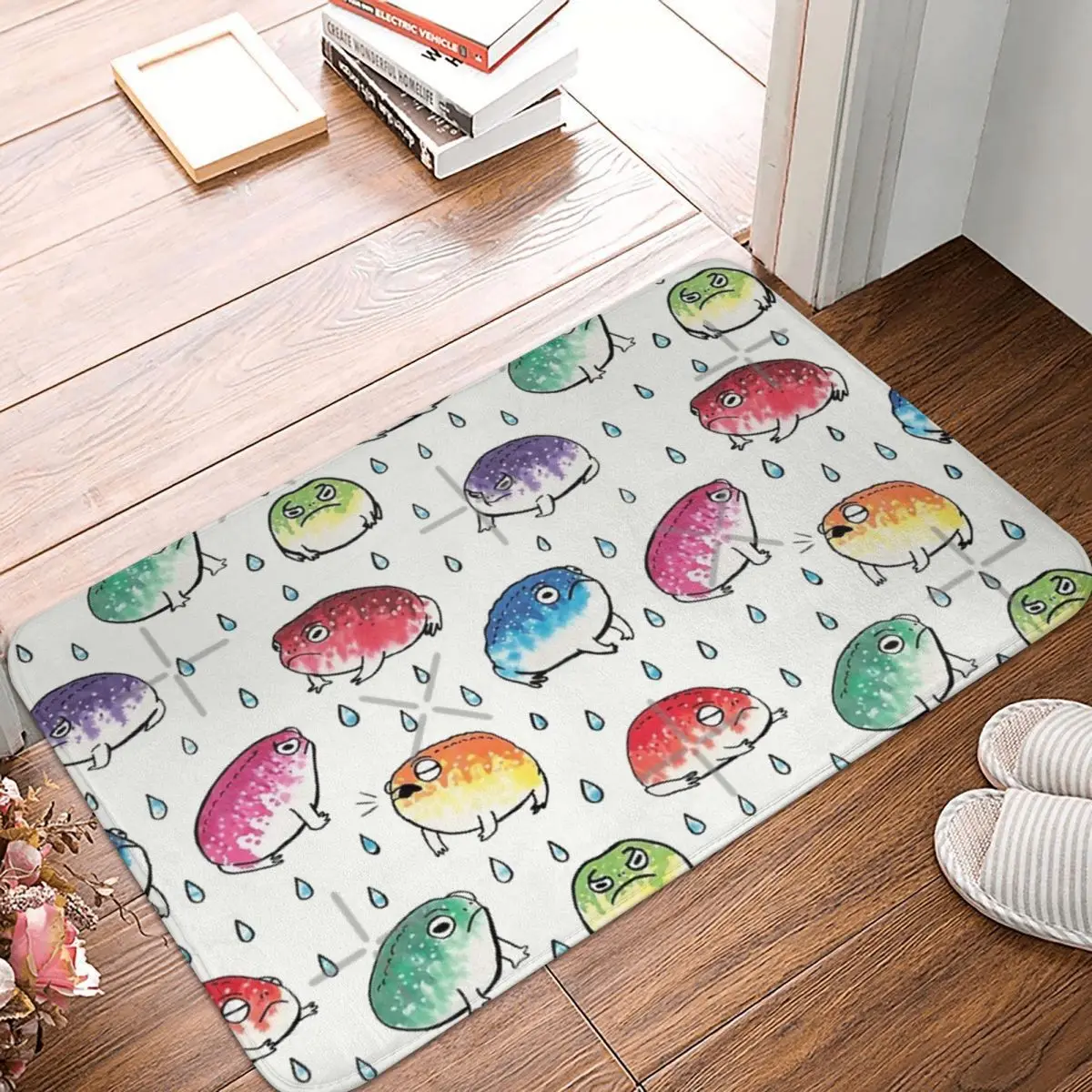 

Round Rain Frogs 40x60cm Carpet Polyester Floor Mats Mats Customizable Anti-Slip Indoor