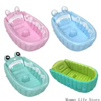 Foldable Baby Bath Tub Cartoon Animal Pattern Travel Shower Basin Bathtub