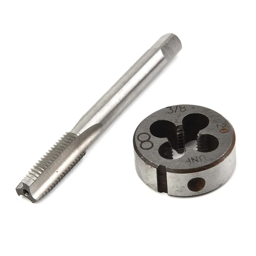 

2pcs 3/8-20 Right Hand Machine Tap And Die Set Metric Screw Thread Tap Drill Machine Plug Tap Die Manual Tap&Die Threads Making