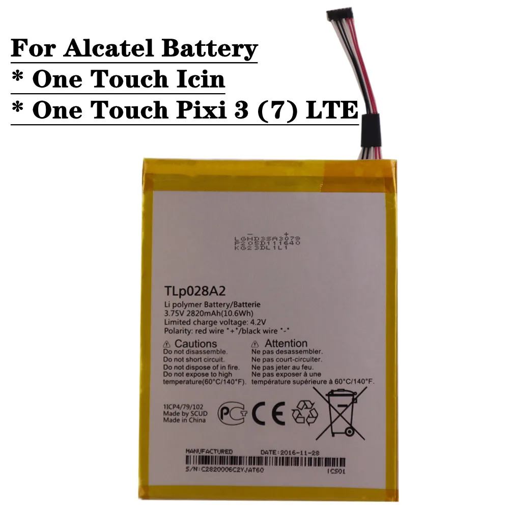 Per Alcatel One Touch Icin / Pixi 3 (7) Lte / Pixi 3 7.0 4G Hsabat 0 Cycle Tlp028Ad Tlp028A2 Batteria Di Ricambio Per Telefono