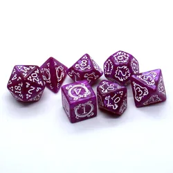 Exquisite Dragon Pattern 7 - Piece DND Dice Set - Perfect Gift (Pink)