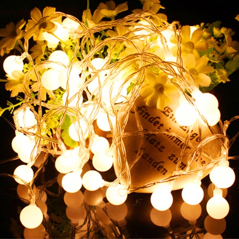 Bola-como a guirlanda clara conduzida, 10m, usb, bateria, lâmpada exterior, decoração para o jardim, casamento, Natal
