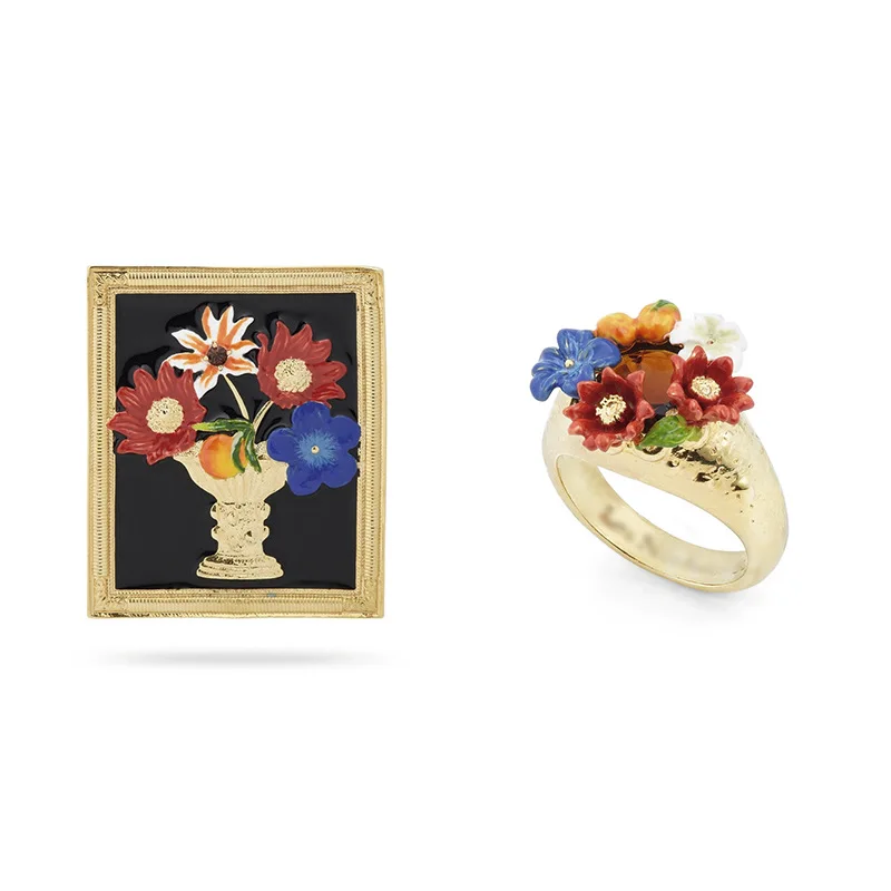

Dutch Style Series Clementine Flax Dahlia Gold Ring Brooch Jewelry For Woman 2023 Trend