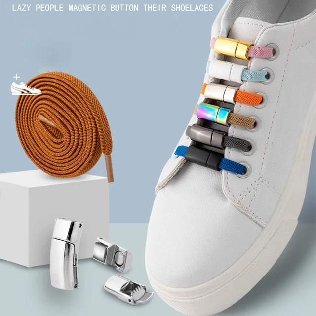 Lazy Magnet Metal Tips Quick Laces Multicolor Magnetic Lock Shoelaces  Elastic No tie Shoe laces Sneakers Shoe lace