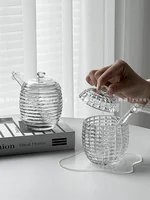 Honey Glass Jar Syrup Jam Storage Jar Storages Jar with Lid Mixing Rod Honey Jars Kitchen Storages Tools Food Storage Containers 1