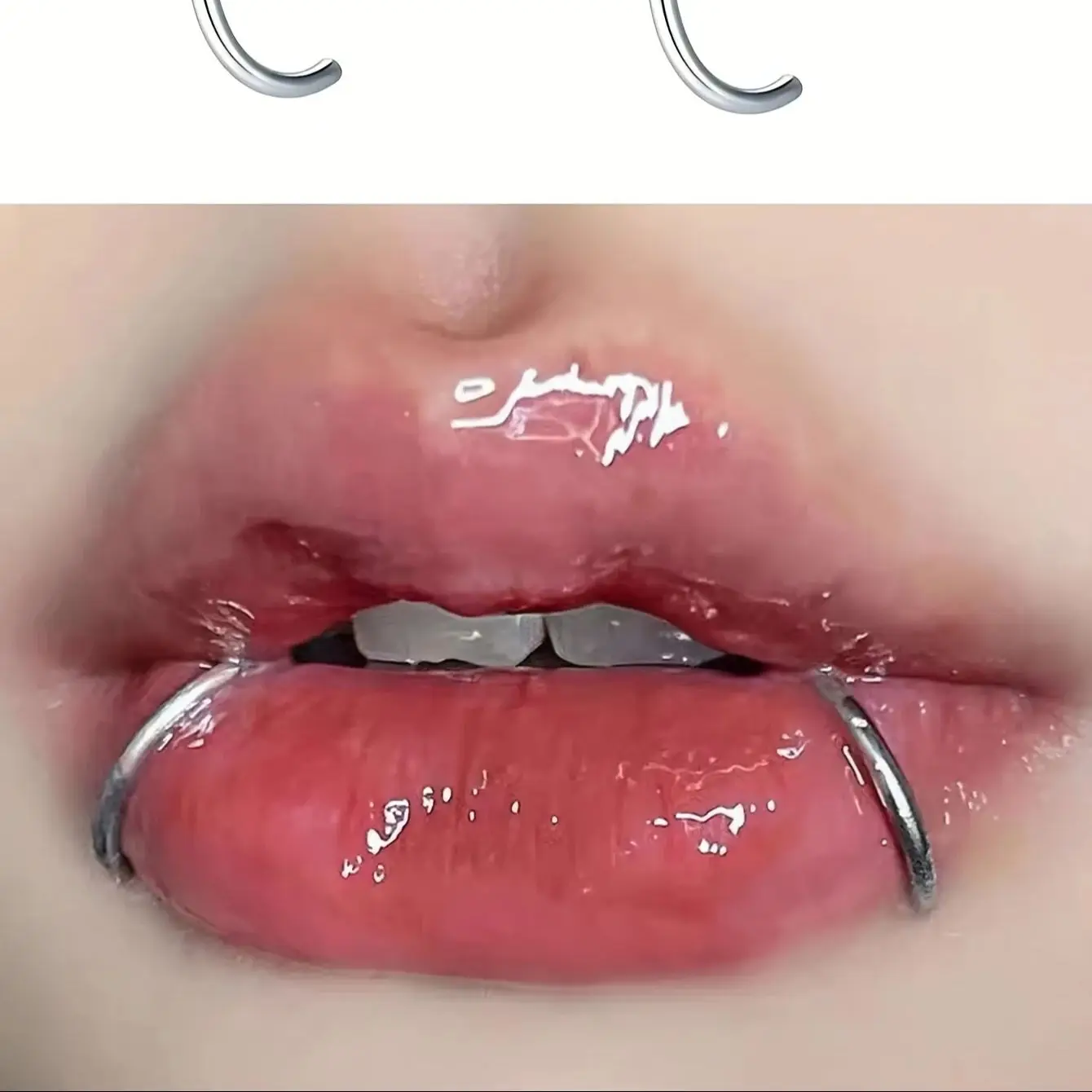 304 Edelstahl C-Form Fake-Lippenring Ohne Piercing Punk Hip-Hop Unisex-Schmuck Einzeln Verpackt – Detail 4