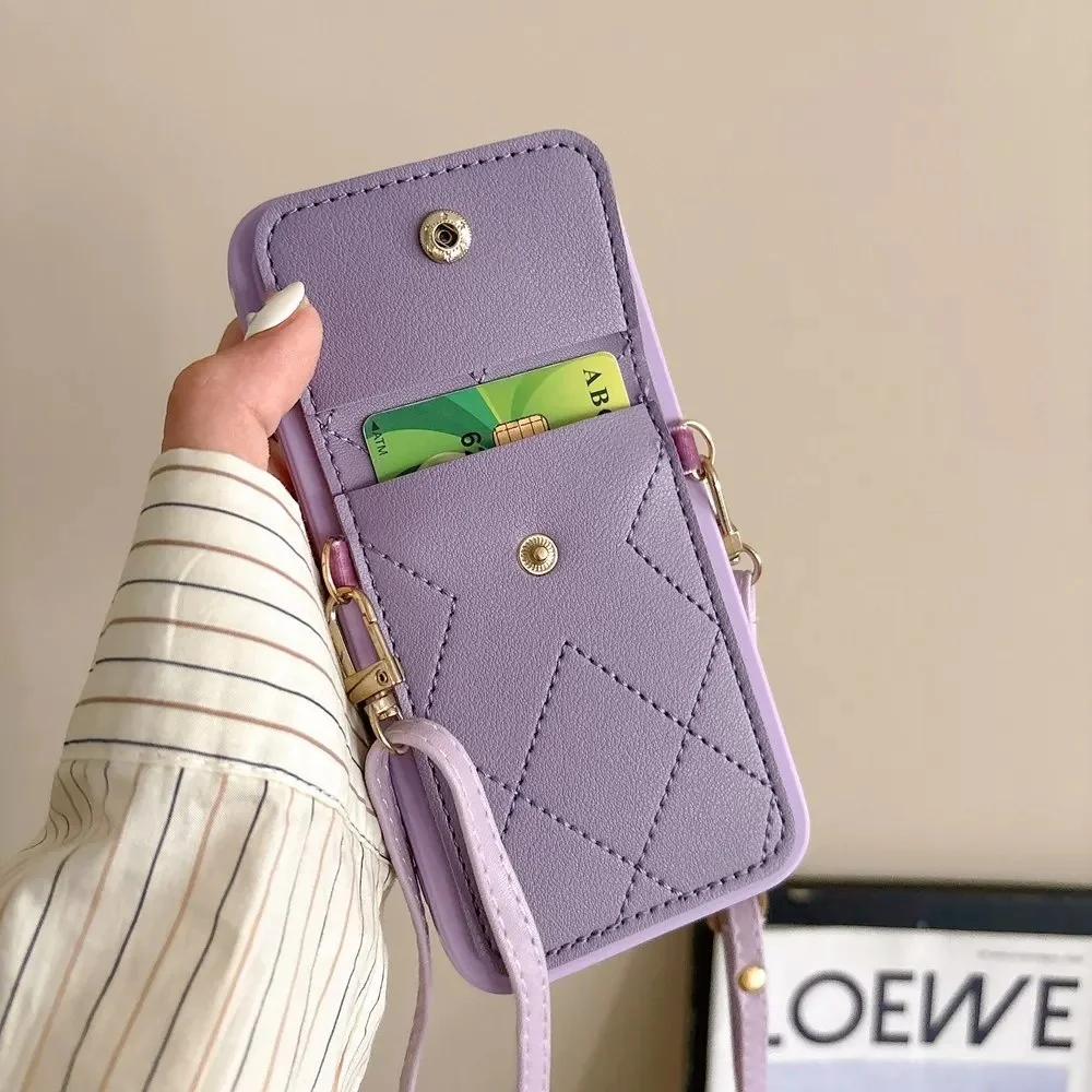 Lanyard Pocket Zero Wallet Solid Color Mobile Phone Soft Shell Case
