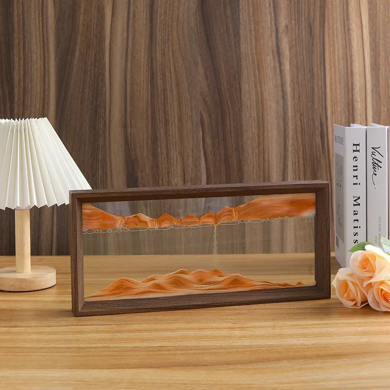 Sand Art Picture Wooden Frame Sandscape Moving Sand Art Picture Quicksand 3D Liquid Hourglass Craft Flowing Sand Painting Office Home Decor Gifts