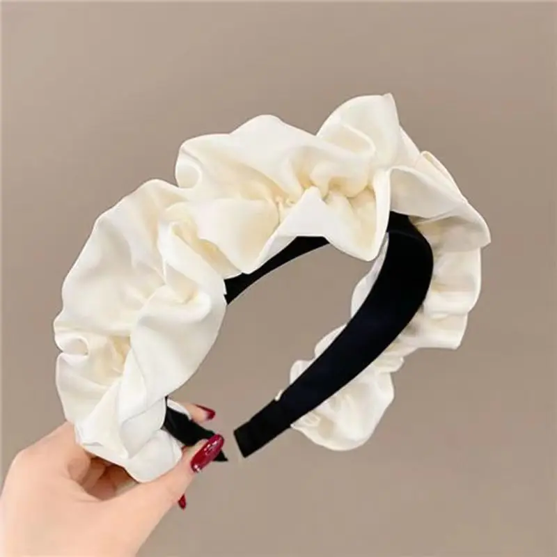 Hair Accessories Hair Headband Korean Solid Color Crumpled Wide Hairband Fashion Women's Head Hoop Wide Bezel Makeup Headwear Y2K Cute Girls Hair Loop Gift
