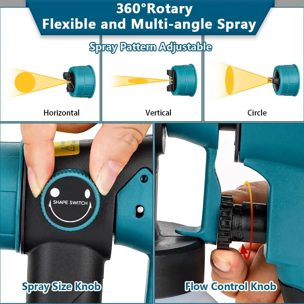 Compatible with  battery Cordless Paint Sprayer Handheld HVLP Spray Gun for Furn