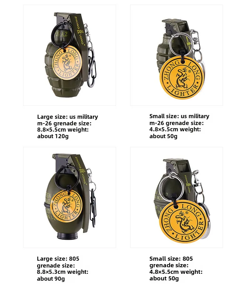 Description Picture 6 of itemMilitary Hand Grenade Model Gas Lighter, Windproof, Creative, Cigarette Accessories, Men's Small Gifts and Collections