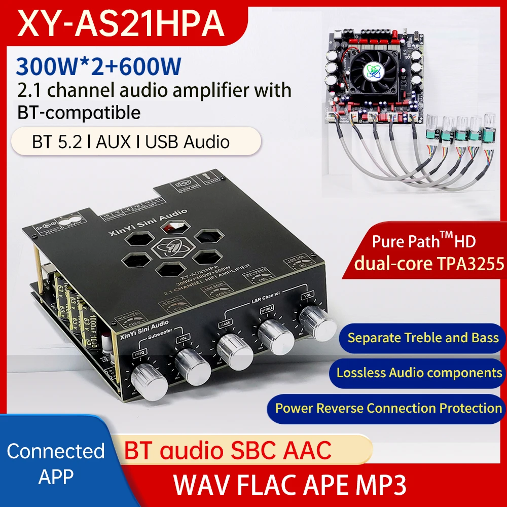 2.1 Channel Subwoofer 300W * 2+600W Imported Tpa3255 Chip TPA3255 Stereo Digital Amplifier Board,amplifier board