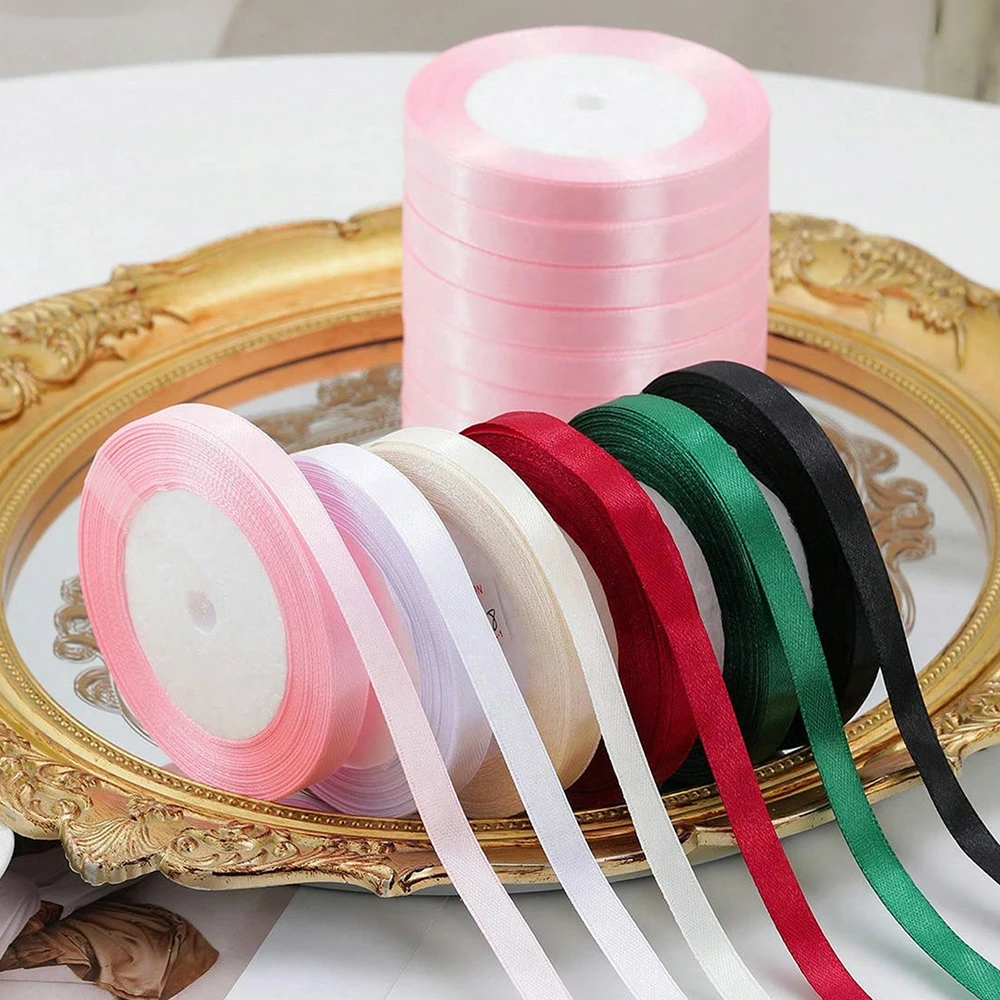 Ribbon Decoration 0.6/1cm Wide Ribbon for Gift Packaging Box DIY Craft 1 roll/5 rolls