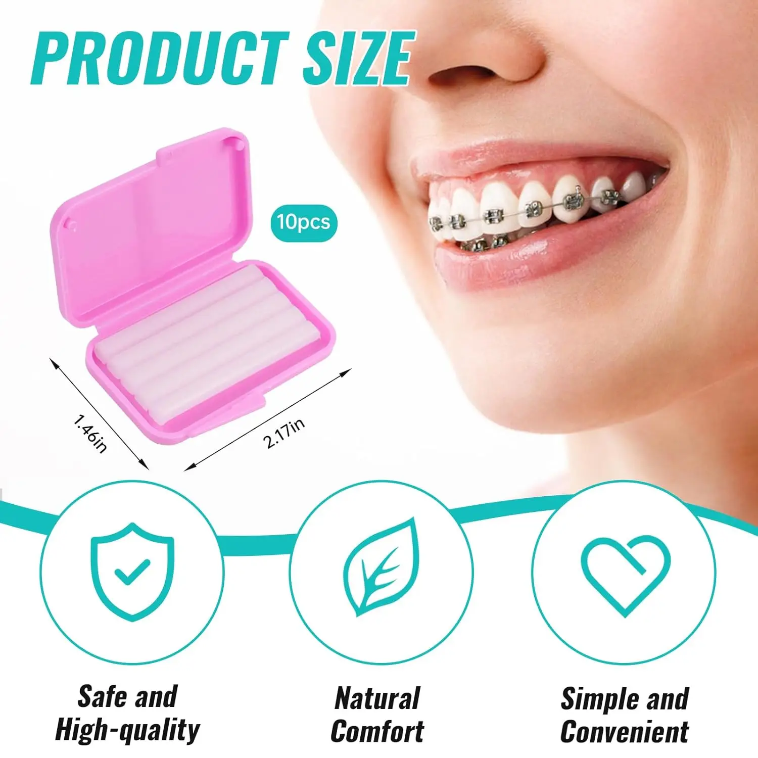 10 Boxen Zahnärztliches Orthodontisches Entlastungswachs für Brackets Patientenentlastung Schützt Lippen und Zahnfleisch vor Reizungen Fruchtgeschmack-Wachs – Detail 1