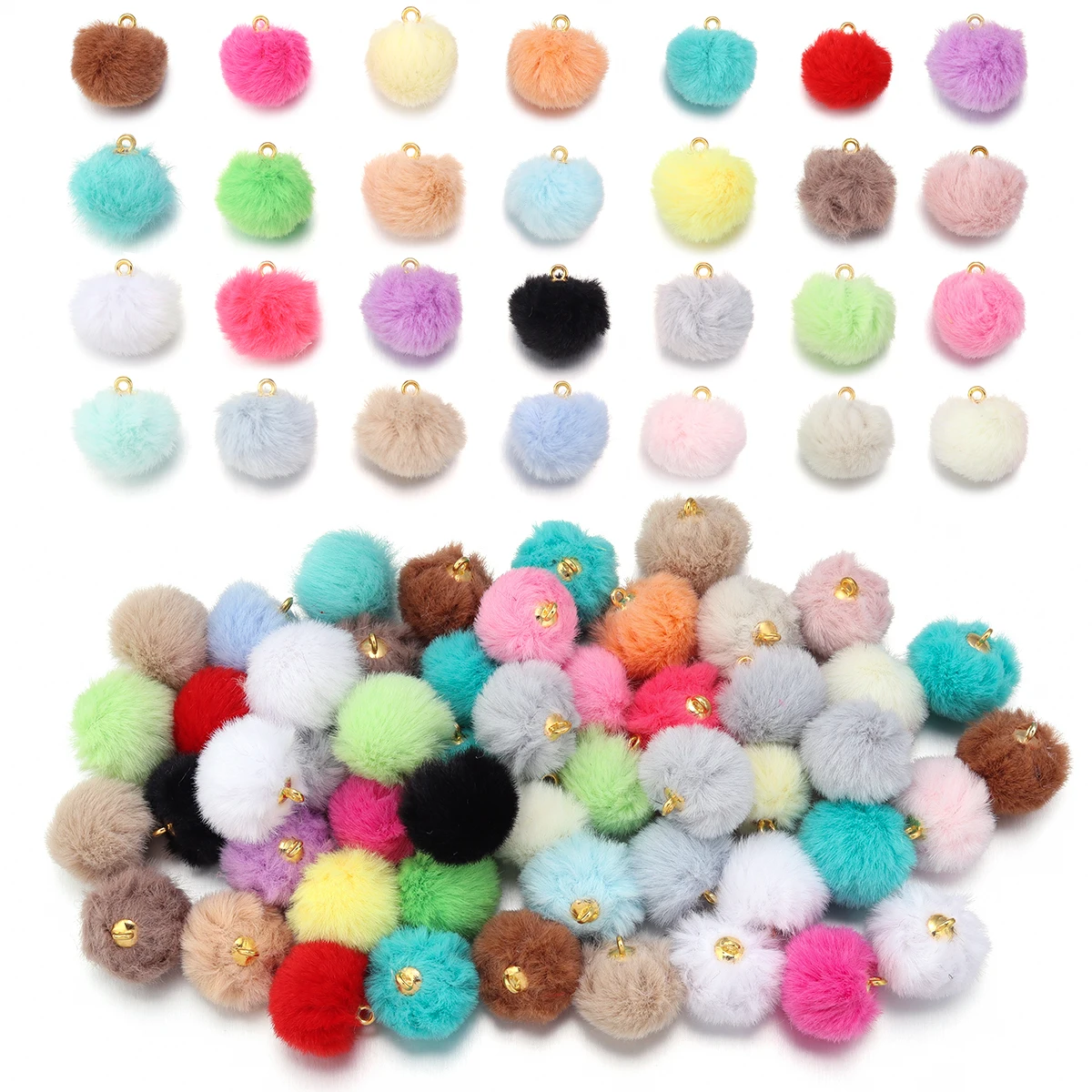 20pcs Plüsch Pelz bedeckt Kugel Perlen Charms DIY Pompom Perlen Anhänger für Halskette Ohrring Armband Schmuck Herstellung von Versorgung Finden