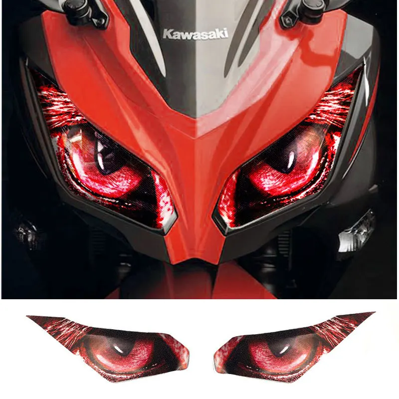 For kawasaki Ninja 250 Ninja 300 Motorcycle Headlight Guard Sticker Head light protection Front Fairing Sticker Film Decoration yzf r3 motorcycle headlight sticker decoration 3d head light fairing protection decal accessories for yamaha yzfr3 2019 2020