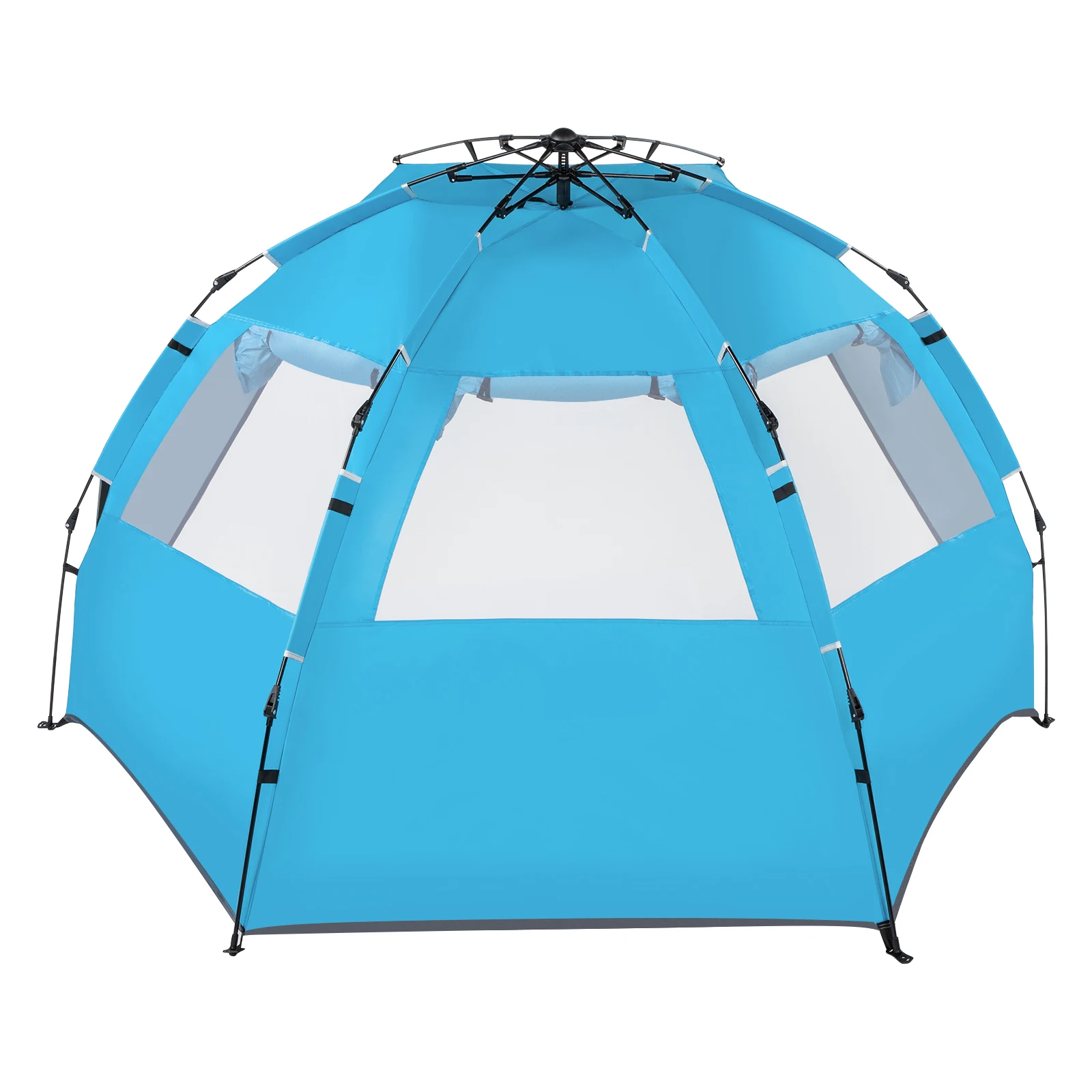 

3-4 Person Quick-Open Free Ride Beach Tent 250x140x150CM Fiberglass Pole Oxford Cloth UV-Proof&Water-Repellent Blue[US-W]