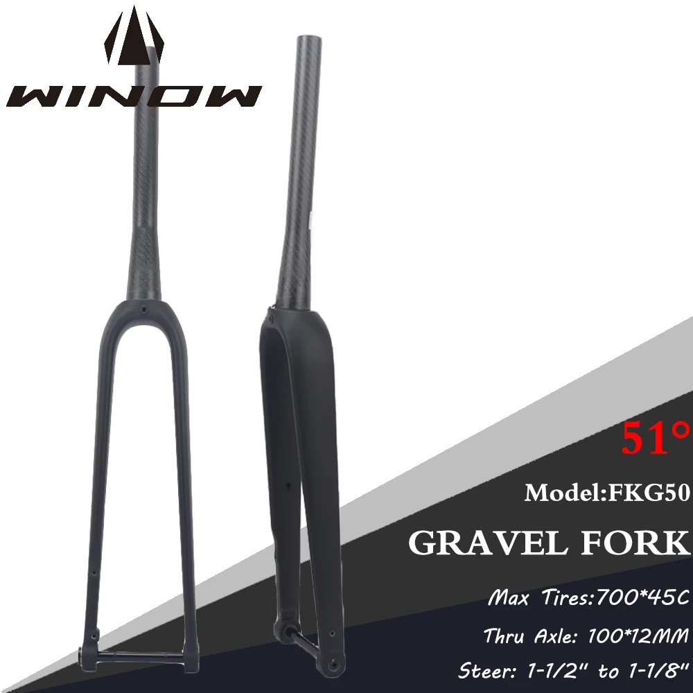 WinowsportsCarbonRoadGravelBikeFork700CDiscBrake10012MMThru