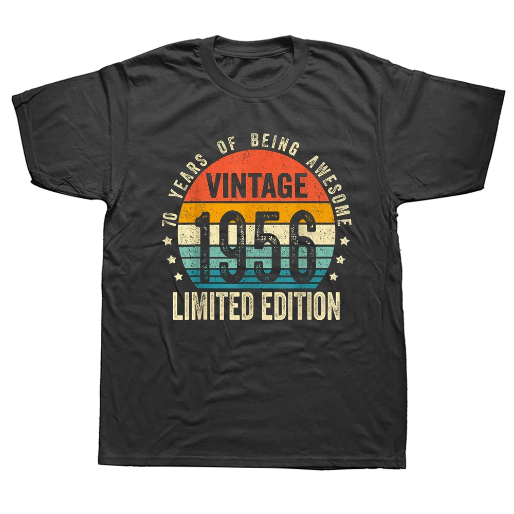 Lustiges Vintage 1956 70. Geburtstagsgeschenk für Männer und Frauen, 70 Jahre alt, T-Shirts, Baumwolle, Streetwear, Kurzarm, Unisex, lockere Kleidung