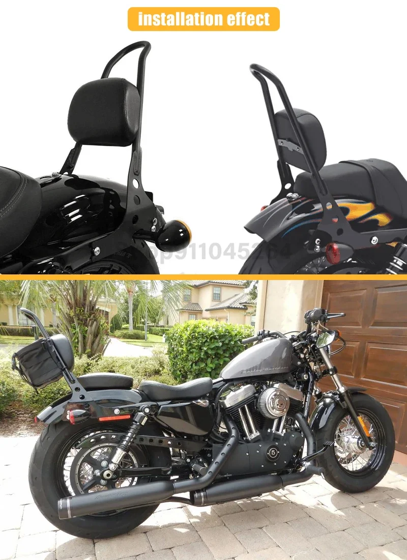 Porte-bagages De Moto Noir/chrome, Barre Sissy, Coussin De Dossier