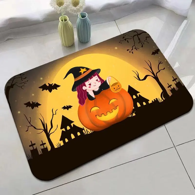 VIKAMA Halloween Mat Entrance Door Bathroom Crystal Velvet Carpet floor mat decorative carpet plush carpet imitated cashmere carpet silk wool rug plush rug shaggy rug pad crystal pile rug coral velvet rug non slip carpet kids carpet