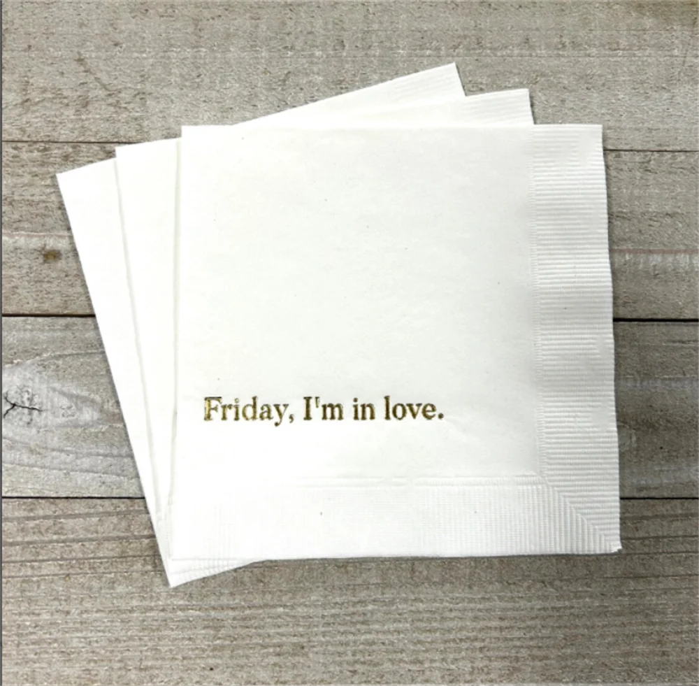 

50PCSFriday, I'm in love napkins Friday I'm in love beautiful letterpress napkins Wedding Napkins Cocktail Beverage Size Napkins