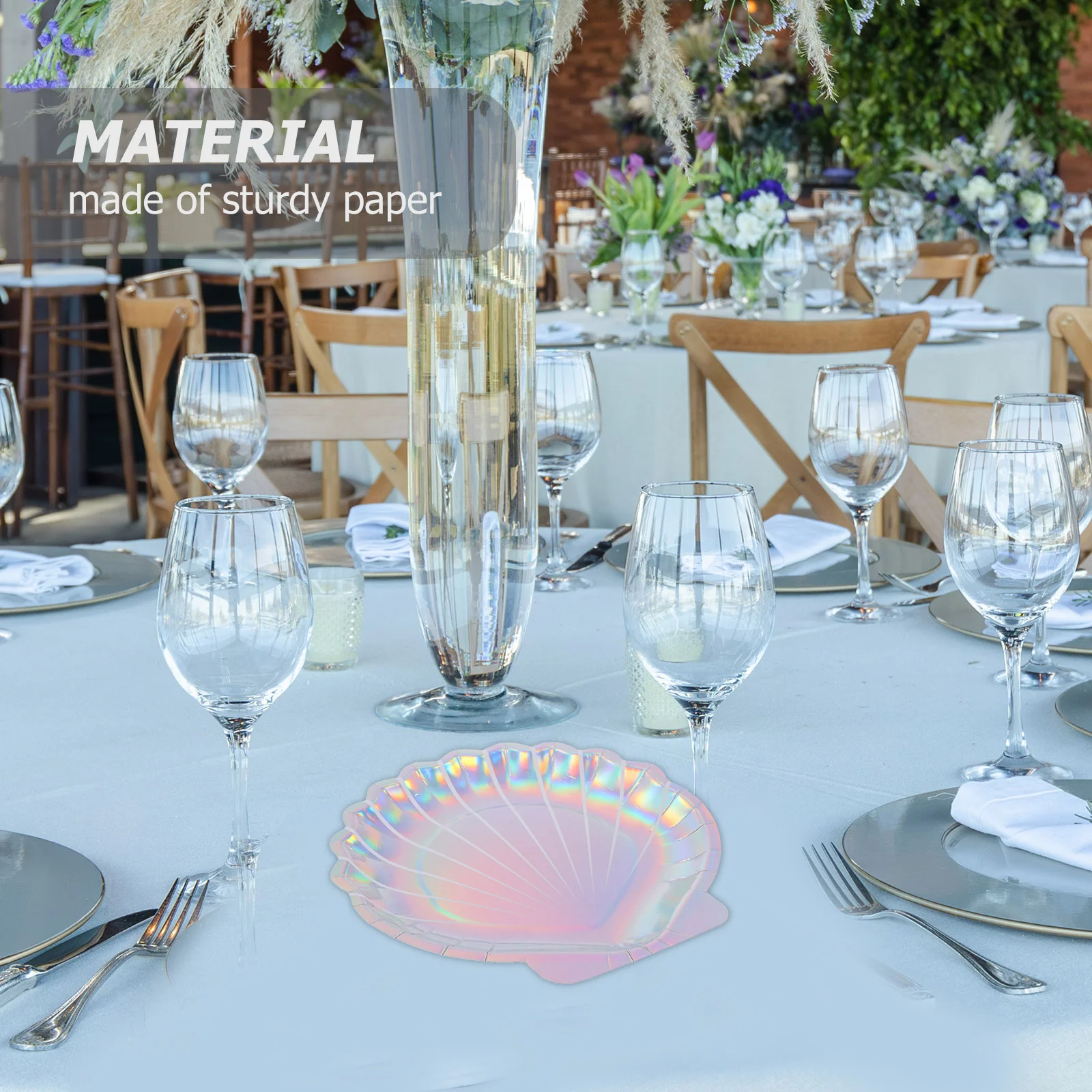 8 Pcs Shell Paper Plates Disposable Seashell Cake Dessert Appetizer Party Tableware Plates For Birthday Kitchen Dining