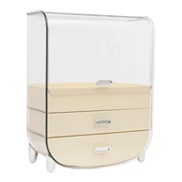 Makeup Organizer, Durable PET Material, 2 Drawers, Clear Design with Dustproof Cover for Cosmetics 1