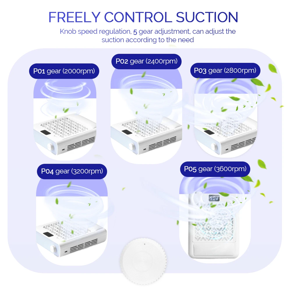 Wireless Turbine Brushless Nail Dust Collector Speed Adjustable Nail Dust Extractor Nail Art Manicure Fan Vacuum Cleaner Filters