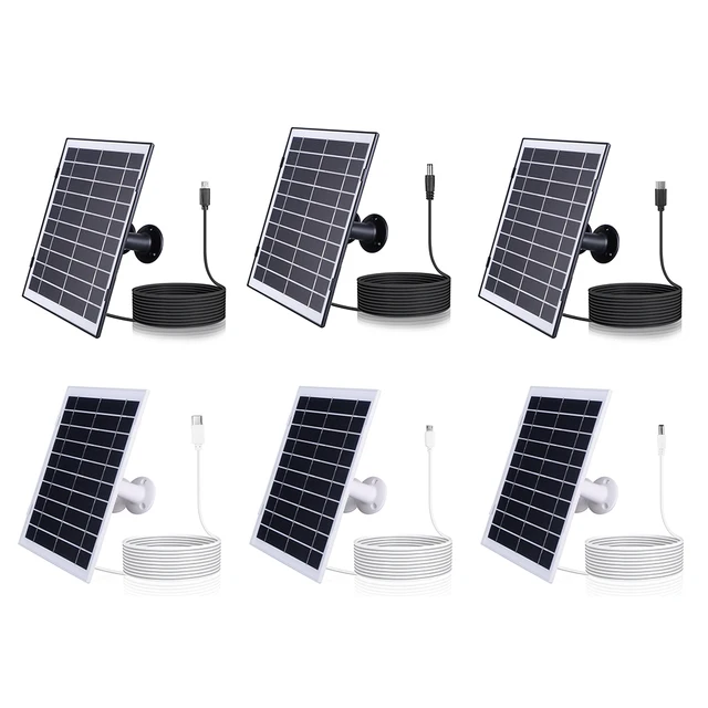 30W Solar Charger Micro USB/USB-C/DC5521 Solar Charging Panel 360°Adjustable Mounting 9.8Ft Charging Cable for EufyCam/Wyze Cam 6