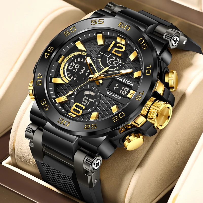 New LIGE Military Watches for Men Luxury Sport Chronograph Alarm