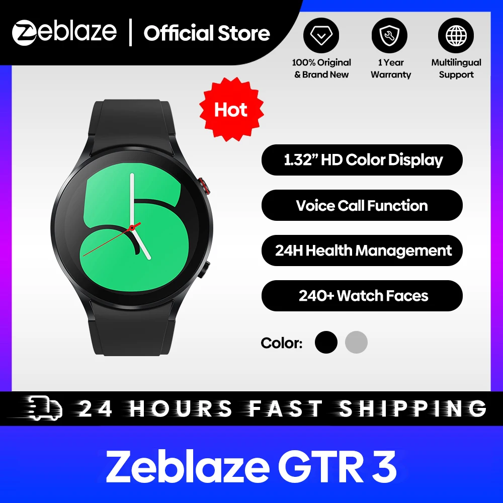 

Zeblaze GTR 3 Smart Watch 1.32'' IPS Display Voice Calling 24H Health Monitor 240+ Watch Faces 70+ Sports Modes Watch for man