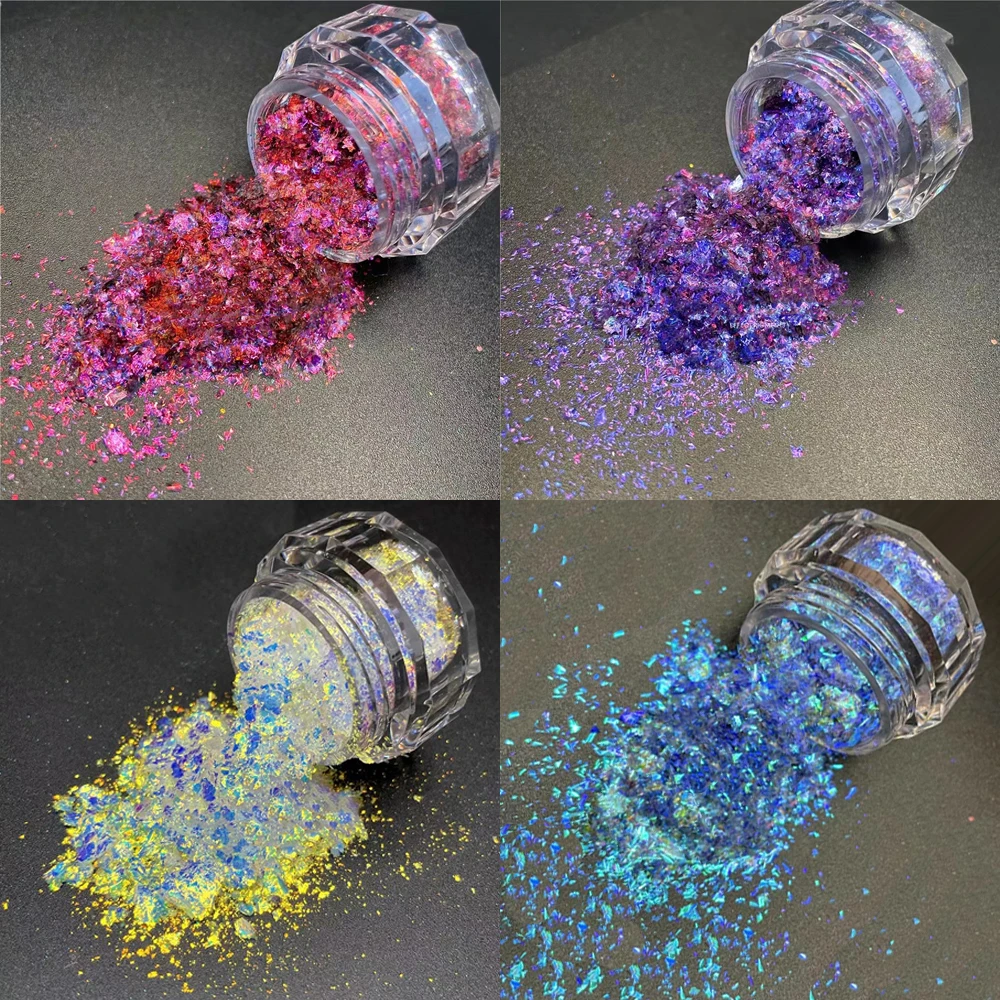 Aurora Opal Nail Powder Holographic Glitter Nail Paillettes Mermaid Opal Powder Iridescente Rub Dust Flakes Per La Decorazione Di Nail Art