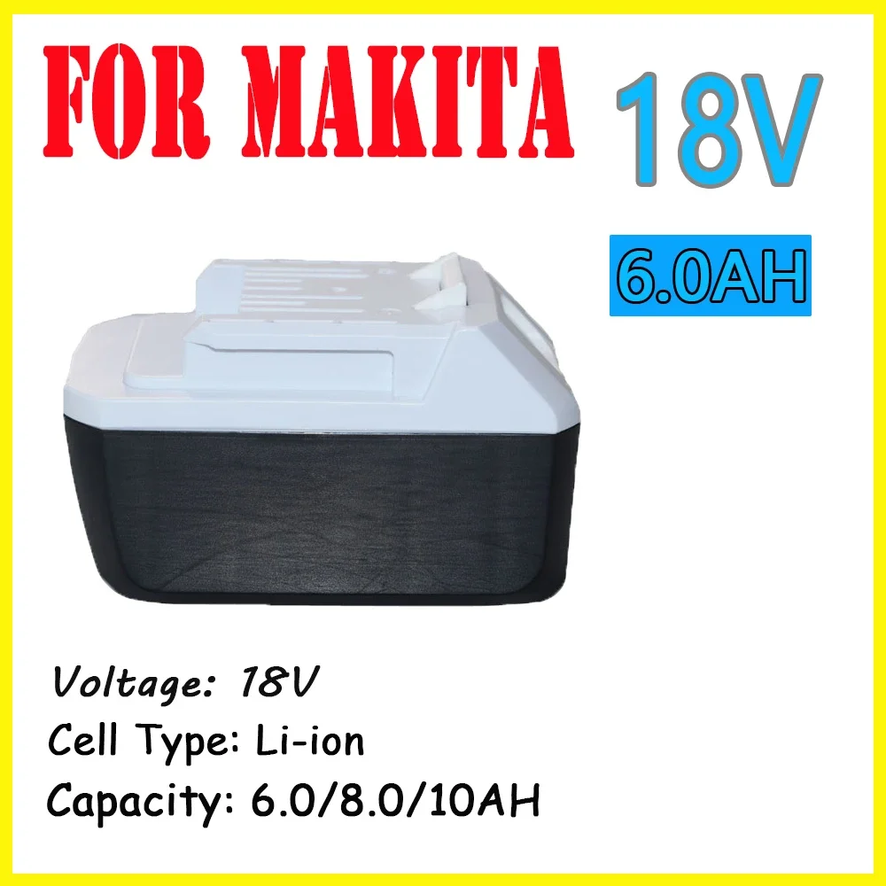 

NEW For Makita 18V 6.0/8.0/10Ah Rechargeable Power Tools Battery with LED Li-ion Replacement LXT BL1860B BL1850+3A charger
