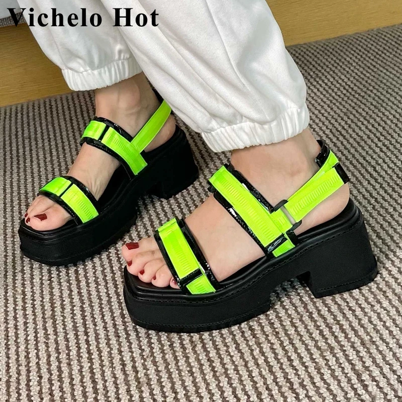 

Женские босоножки на толстой подошве Vichelo, популярные босоножки в европейском стиле на высоком каблуке, L1l