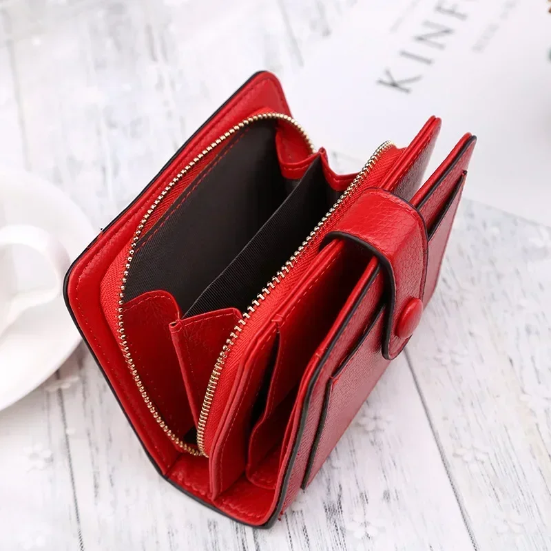Cartera Mini Para Mujer De Cuero PU - Con Cremallera, Múltiples Ranuras, Tamaño 9x11 Cm, Ideal Para Regalo