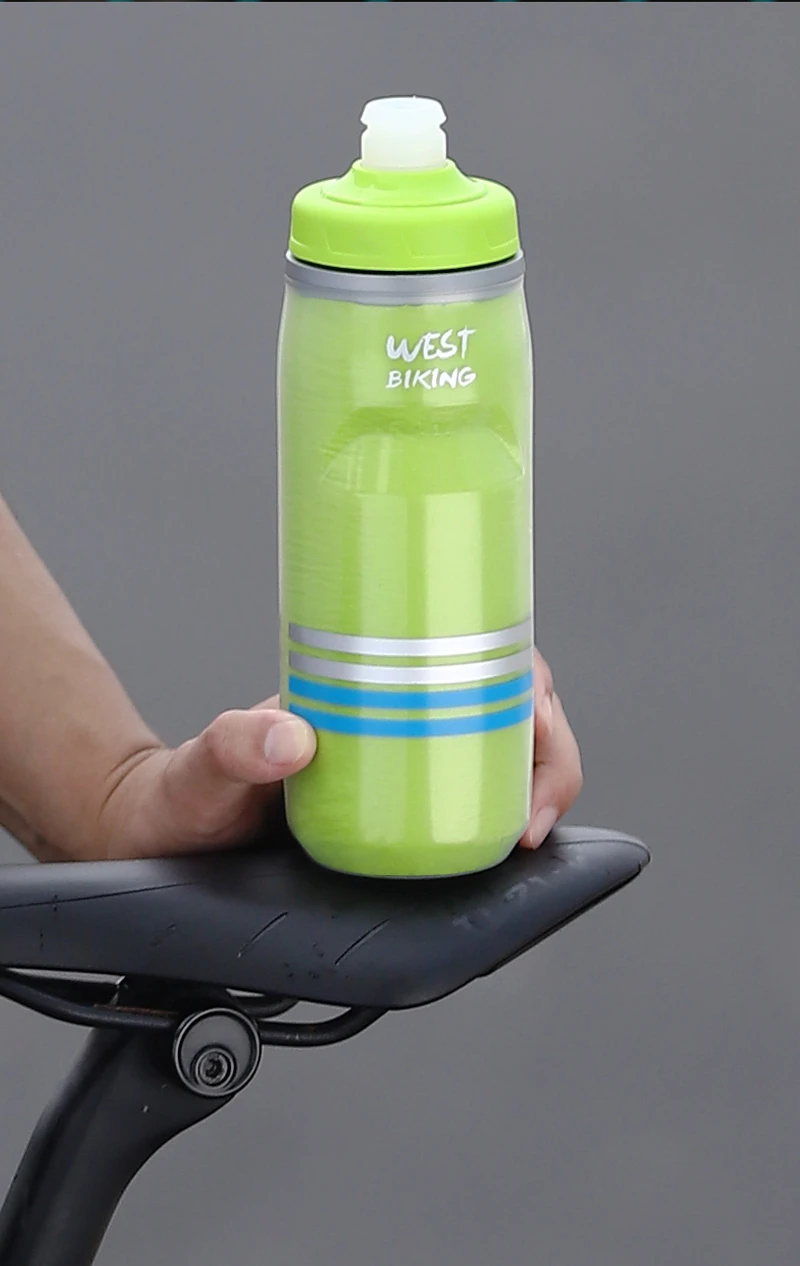 WEST BIKING 3-lagige, kälteisolierte Fahrrad-Trinkflasche 620 ml, tragbare MTB- und Rennrad-Flasche, wärme- und kältegeschützt, Fitnessflasche – Detail 14