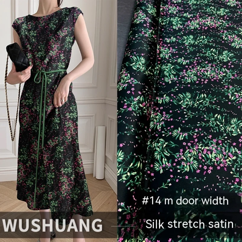 

Эластичная атласная шелковая ткань для цветочного платья, удобная женская рубашка, летняя ткань, дизайнерская одежда, ткань для шитья своими руками