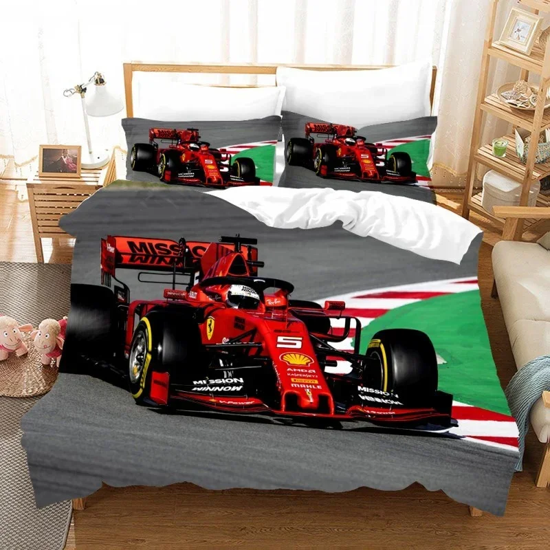 Red Racing Car 3D Kids Boy Bedding Set F1 Game Racer Printing Duvet Cover 2/3pcs Bedclothes with Pillowcase Twin Full Bedspread 3