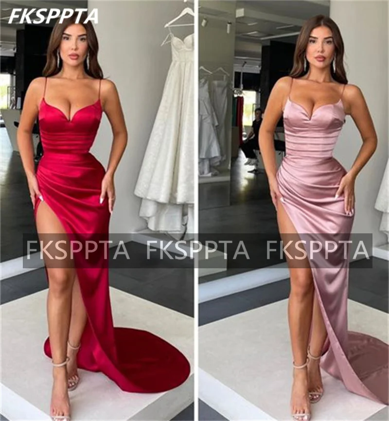 

Соблазнительное вечернее платье бордового цвета с высоким разрезом, плиссированный корсет с сердечком, длинные наряды для вечеринки, платье для вечеринки, оптовая продажа