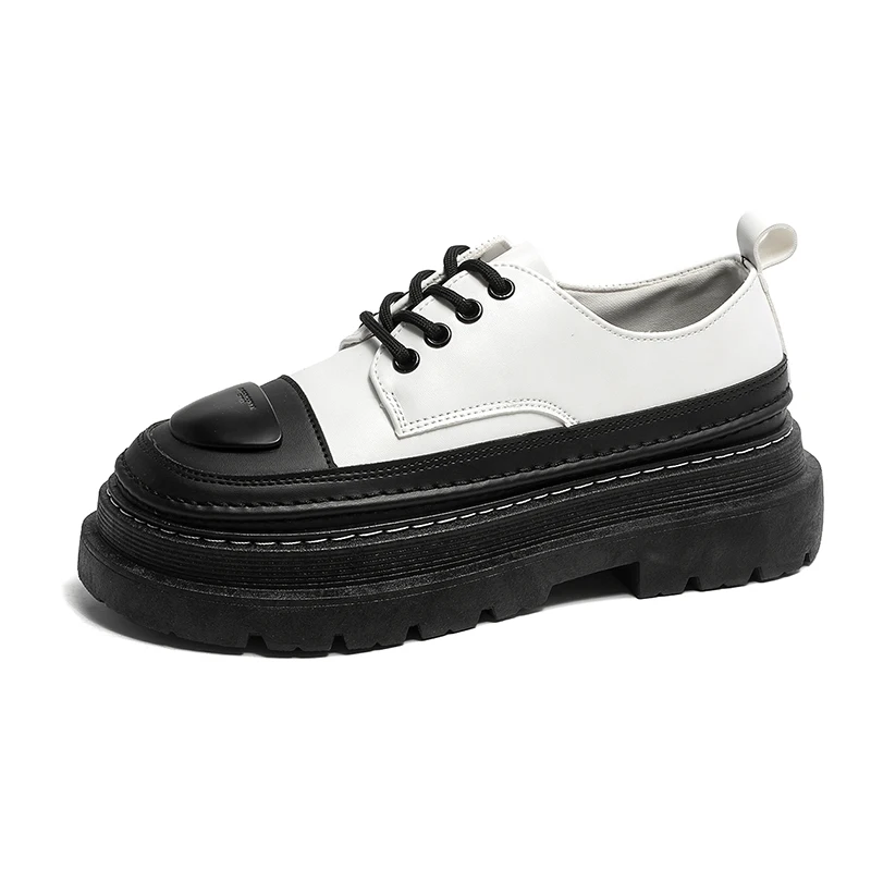 

2023 модные туфли для скейтборда, мужские кожаные туфли на плоской подошве в стиле ретро, мужская повседневная обувь, обувь для отдыха, дышащая обувь на плоской платформе для мужчин