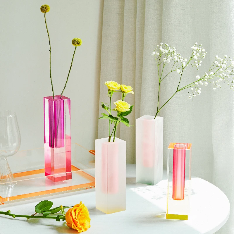 Vaso Decorativo In Cristallo Arcobaleno – Vetro Colorato Per Fiori, Centrotavola Elegante