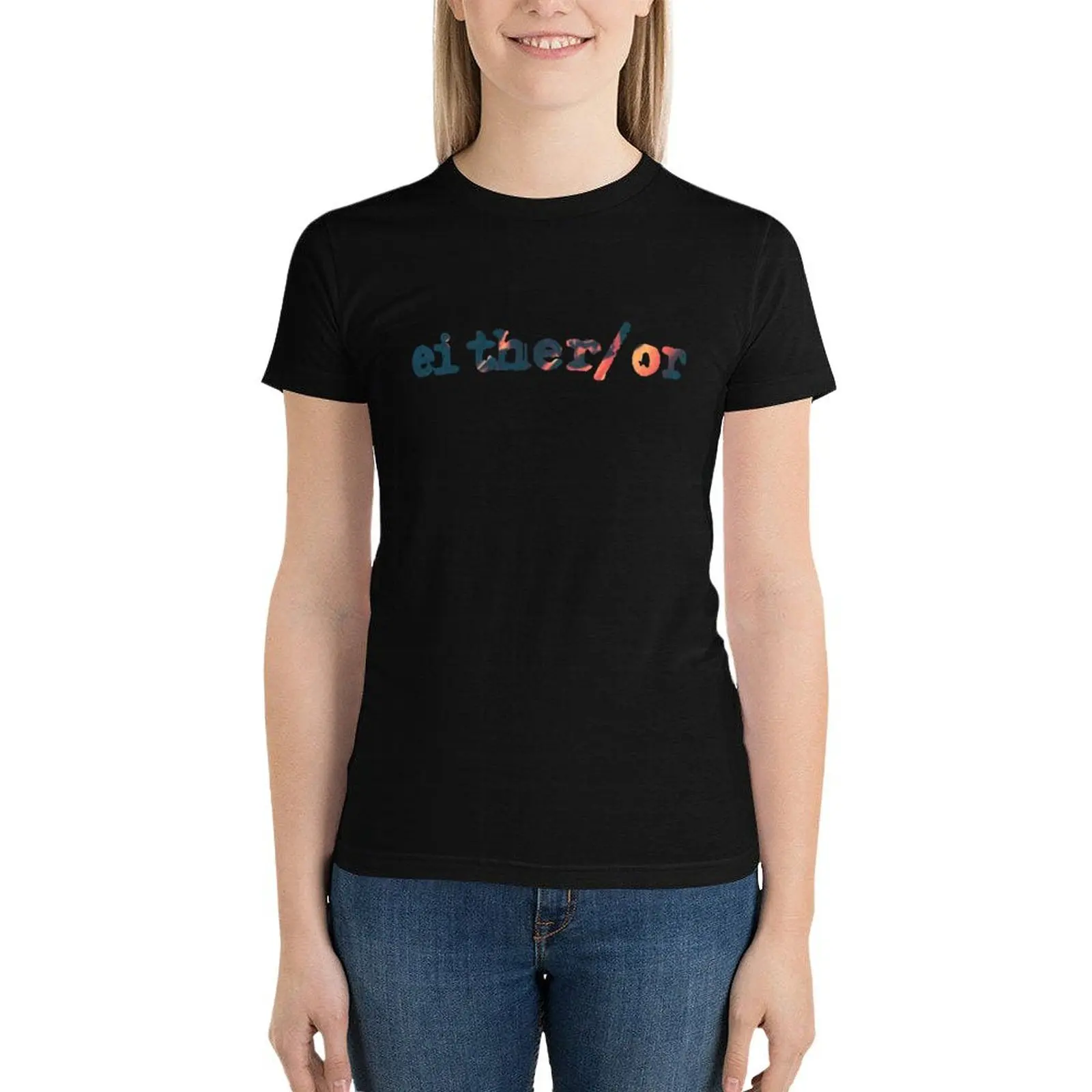 either/or T-Shirt tees female cute tops Women's summer blouses 2024