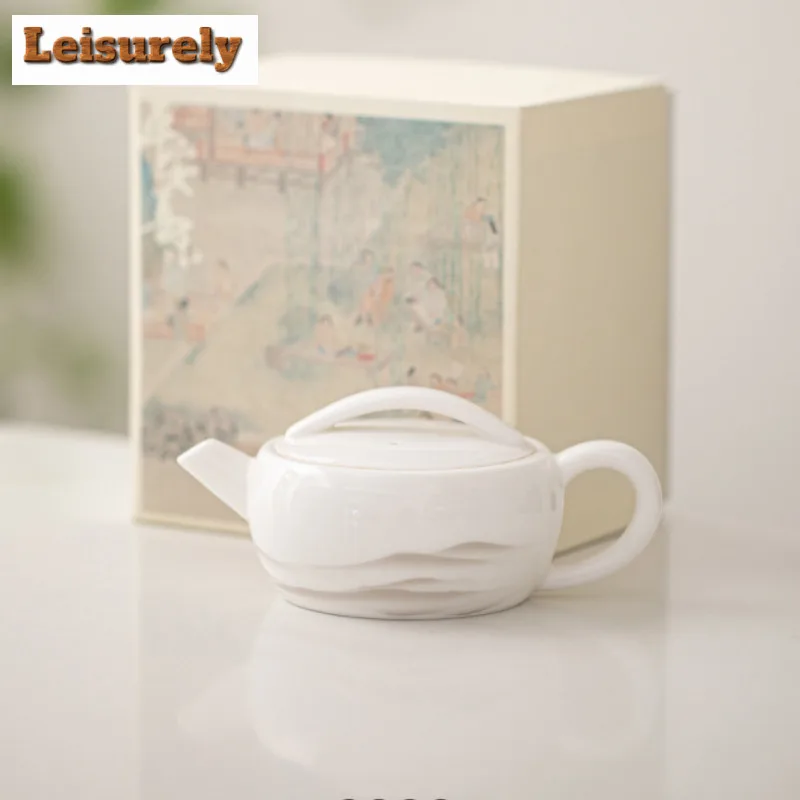 Mutton Fat Jade Teapot Traditional Tea Infuser Pot Tea Making Kettle With Strainer Chinese Tea Tea Items Supplies Ornaments Gift