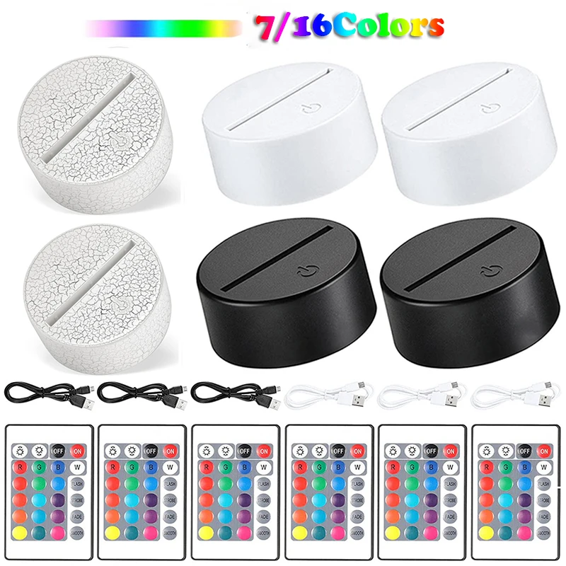

5/10PCS RGB Led Lamp Base for Acrylic Night Light 16 Colors Usb Touch Control 3D Cartoon Anime Bedside Lamp Display Stand 8/10cm