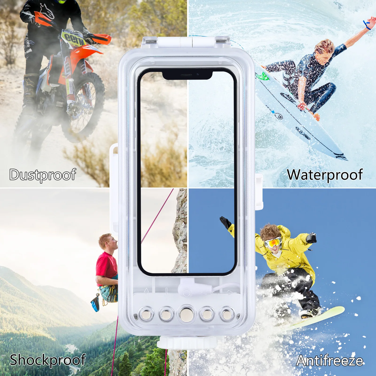 

45m/147ft Waterproof Diving Housing Photo Video Taking Underwater Cover Case for iPhone 13/12 for iOS 13.0 or Above Version