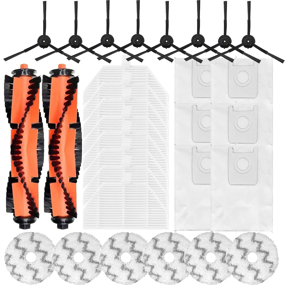 Robô de Vácuo com Filtro de Escova do Lado Principal Esfregão Trapos Bolsas de pó Peças de Reposição Acessórios Auto-limpeza Esvaziamento Roborock Eva Sdj06rm