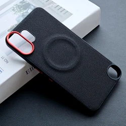 Nylon Woven Matte Leather Shockproof Bumper Case with Magnetic Features for Nothing Phone 2 Pro (Black)